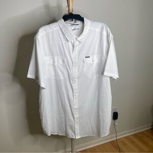 Columbia Off White OMNI-WICK Cruise Warm Climate Button Down Short Sleeve Shirt